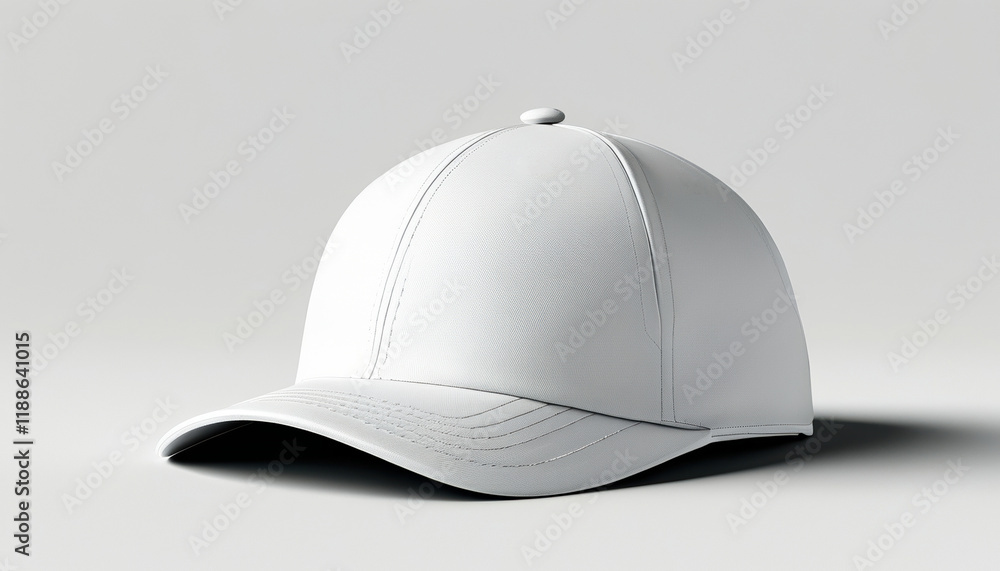 Minimalist cap mockup design on white background with copy space Minimalist cap mockup design on white background with copy space