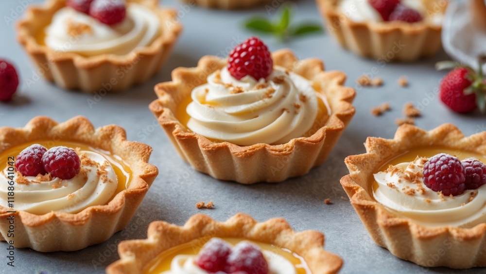 Delicious cream-filled tartlets ideal for custom text Delicious cream-filled tartlets ideal for custom text