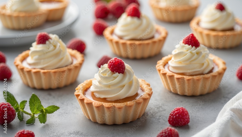 Delicious cream-filled tartlets ready for custom text Delicious cream-filled tartlets ready for custom text