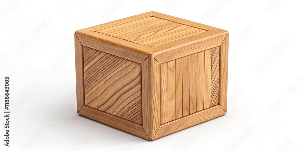 A Top View of a Wooden Cube Isolated on a White Background for Creative Design A Top View of a Wooden Cube Isolated on a White Background for Creative Design