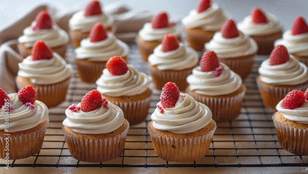 Delicious madera cupcakes cooling on a wire rack Delicious madera cupcakes cooling on a wire rack