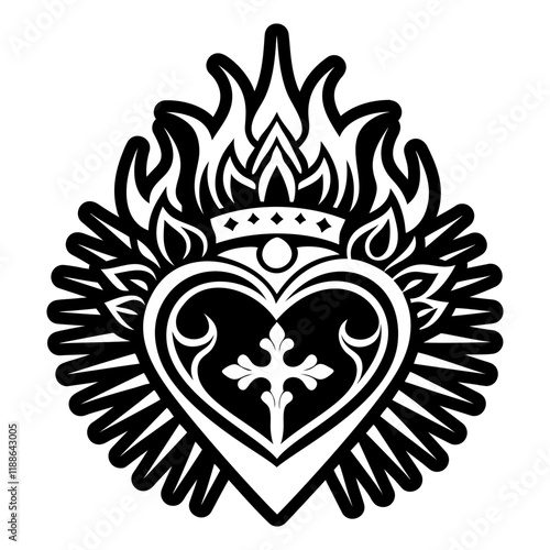 A solid style icon of sacred heart tattoo
