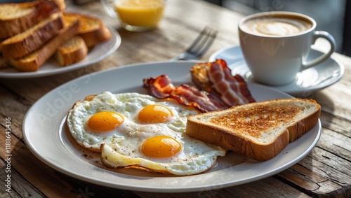 Wallpaper Mural Delicious morning breakfast of fried eggs and bacon Torontodigital.ca