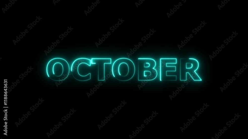 Abstract glowing text month October light neon effect background.Day of month with transparent background. Abstract glowing text month October light neon effect background.Day of month with transparent background.