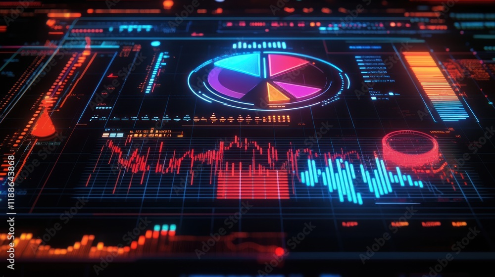 Futuristic Data Visualization: A Dynamic Display of Charts and Graphs Futuristic Data Visualization: A Dynamic Display of Charts and Graphs