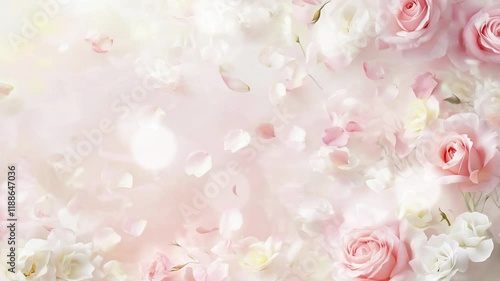 Falling rose petals. Pink spring. Loop video background.generated AI.(AI023)
