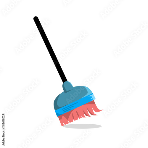 Cartoon design of a colored broom
