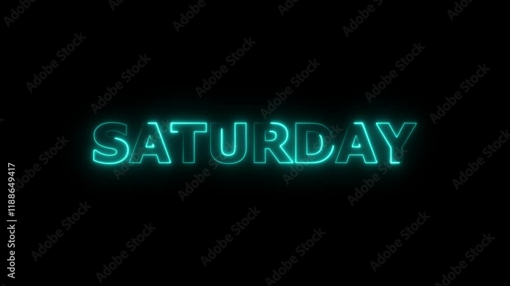 Abstract glowing text day Saturday light neon effect background.Day of week with transparent background. Abstract glowing text day Saturday light neon effect background.Day of week with transparent background.
