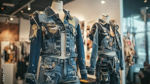 Unique Denim Collection Showcase: Distressed Denim Jackets and Shorts photo