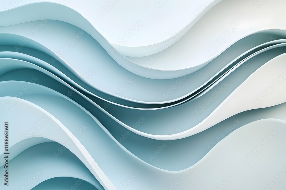 Fototapeta premium Abstract light blue and white wave pattern with gradient transitions and smooth curves