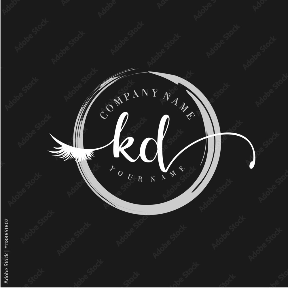 KD Elegant Circular Logo Design with Feather and Calligraphic Text KD Elegant Circular Logo Design with Feather and Calligraphic Text