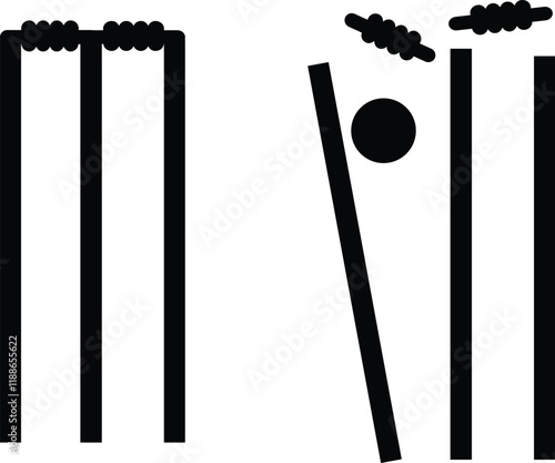 Cricket wicket icon set. Cricket game vector collection isolated on transparent background. cricket tournament wicket out elements template. vintage for clubs and team. Sports sign for web app