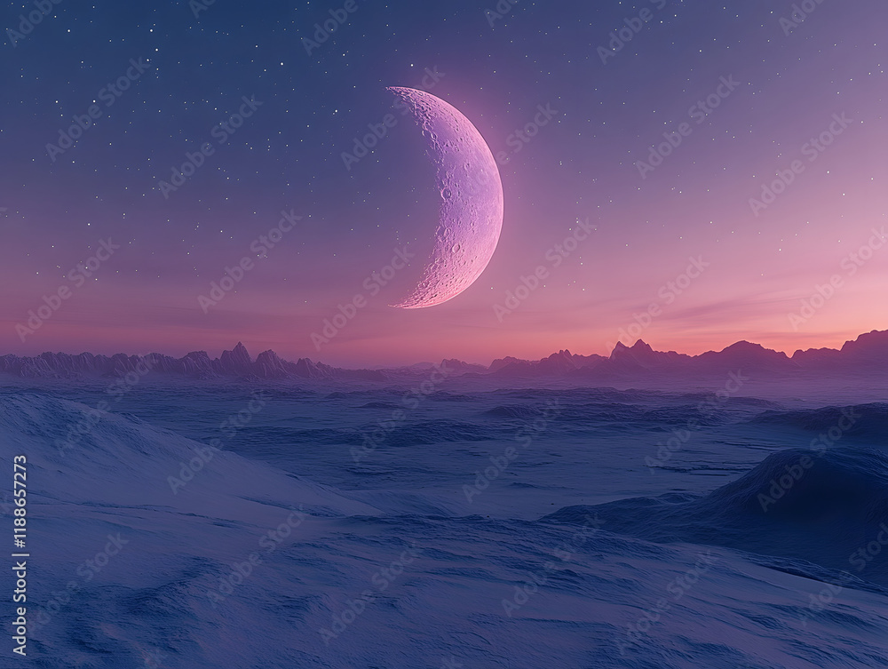 Ramadan Mubarak concept. A month against the backdrop of a starry sky in the desert