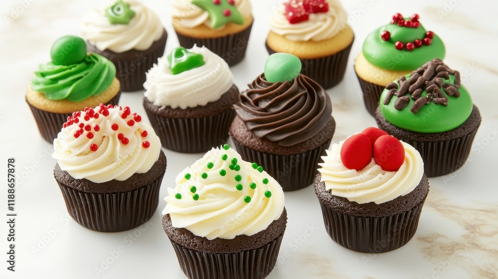 Festive Holiday Cupcakes with Colorful Toppings Festive Holiday Cupcakes with Colorful Toppings