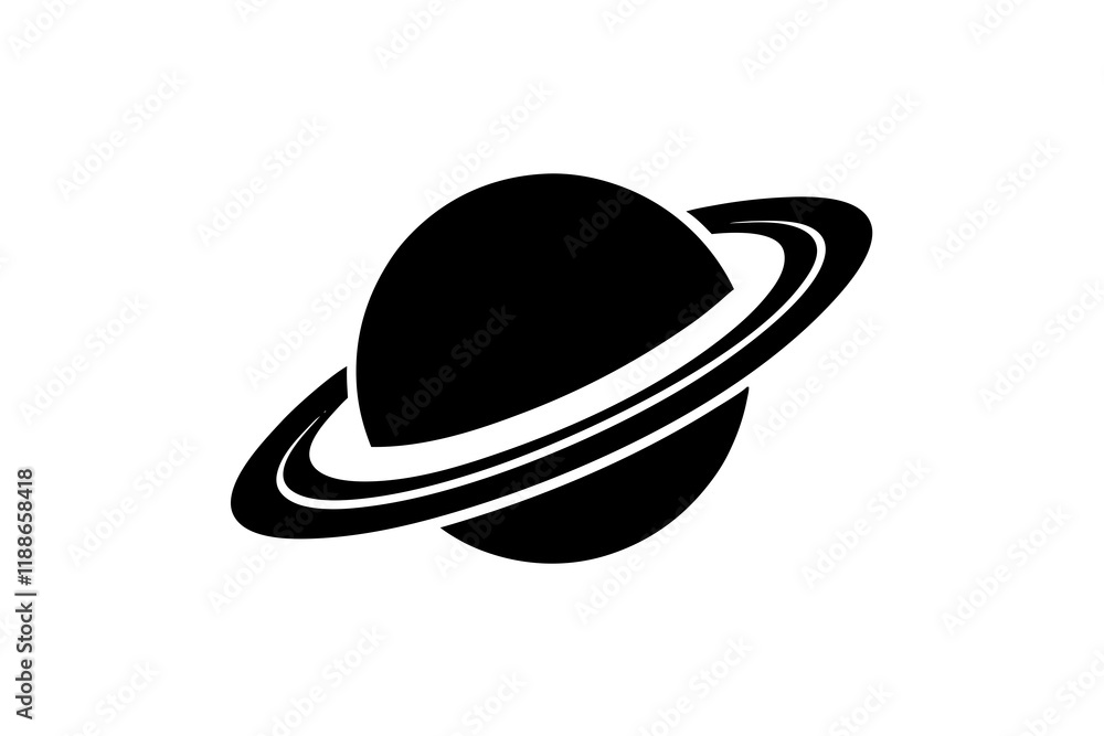 Planet Saturn with planetary ring vector, cosmos and planet silhouette Planet Saturn with planetary ring vector, cosmos and planet silhouette