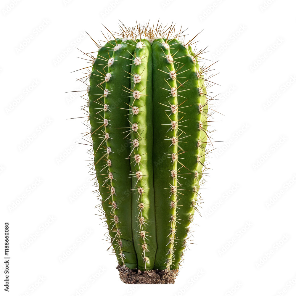 Single green cactus isolated on Transparent background, PNG file Single green cactus isolated on Transparent background, PNG file