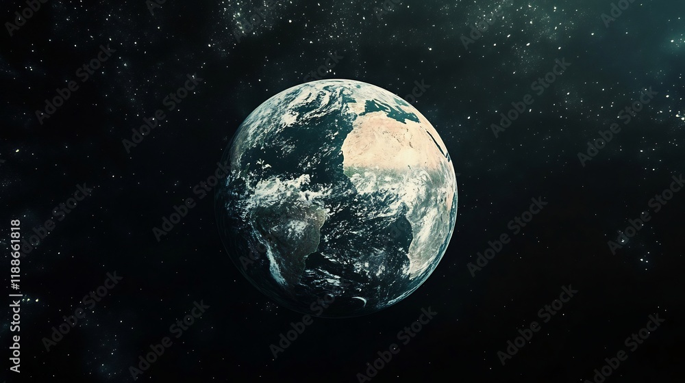 Fototapeta premium Stunning View of Planet Earth from Space: A Dark and Mysterious Celestial Scene
