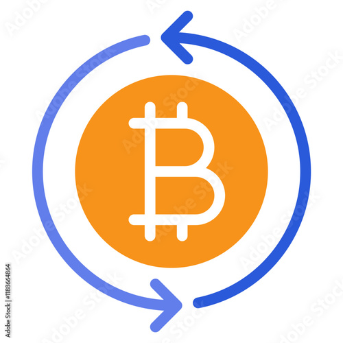 Bitcoin Exchange Icon with Circular Arrows