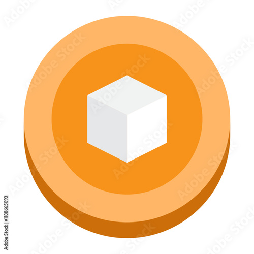 Minimalist 3D Cube Icon on Orange Background