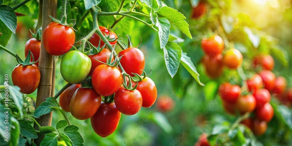A lush tomato plant with multiple stems and vines, nature, stems A lush tomato plant with multiple stems and vines, nature, stems