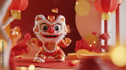 Adorable Lion Dance Costume Celebrates Chinese New Year