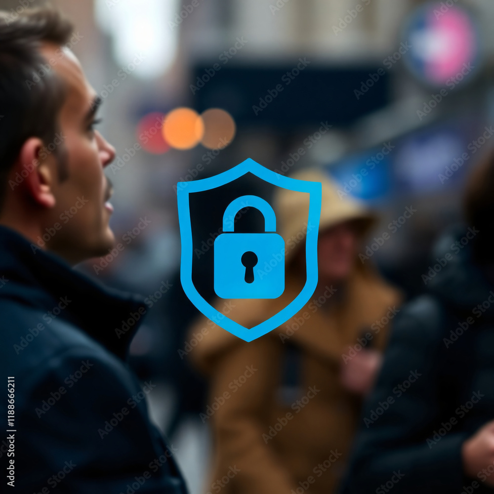 Fototapeta premium Cyber Security Shield Lock Protection