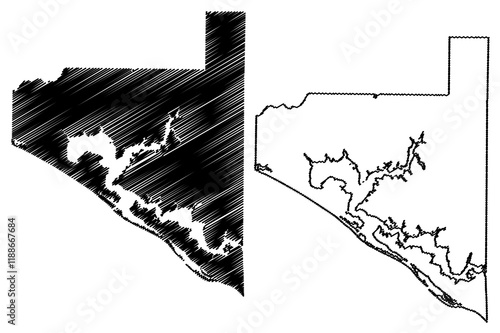 Bay County, Florida (U.S. county, United States of America,USA, U.S., US) map vector illustration, scribble sketch Bay map