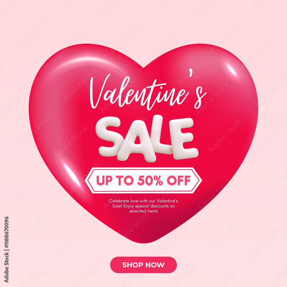 Valentine's Day Post Sale discount up to 50% template Valentine's Day Post Sale discount up to 50% template