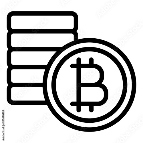 Stylized Bitcoin Coin with Stacked Coins