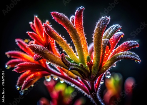 Night Bloom: Kangaroo Paw Flower Illuminated by Moonlight photo