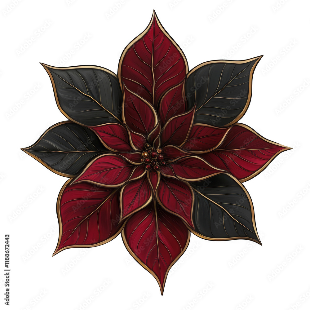 Fototapeta premium Vibrant holiday poinsettia illustration digital artwork festive decor floral design