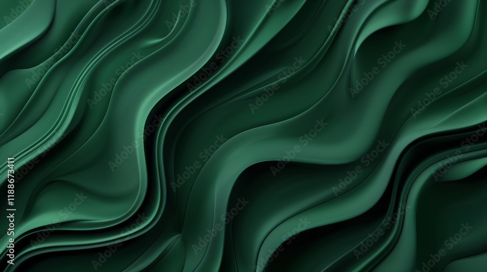 Obraz premium Emerald Green Abstract Wave Wallpaper