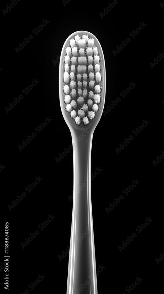 A white toothbrush with soft bristles on a black background. Close-up, high detail, ultra-realistic photo A white toothbrush with soft bristles on a black background. Close-up, high detail, ultra-realistic photo