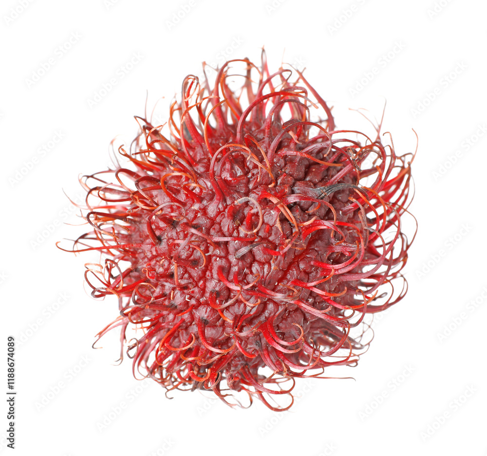 Naklejka premium Delicious ripe rambutan isolated on white. Exotic fruit