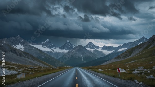 Wallpaper Mural Majestic mountain peaks beneath dramatic stormy skies Torontodigital.ca