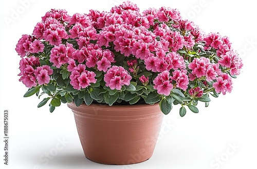Wallpaper Mural Potted azalea with pink flowers and vibrant green leaves, isolated on white background with gentle breeze effect. Torontodigital.ca