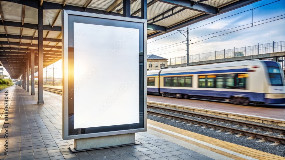 Blank Billboard at Train Station Vertical Composition, Mockup, Transportation, Advertising Billboard Advertising, Public Transportation Blank Billboard at Train Station Vertical Composition, Mockup, Transportation, Advertising Billboard Advertising, Public Transportation