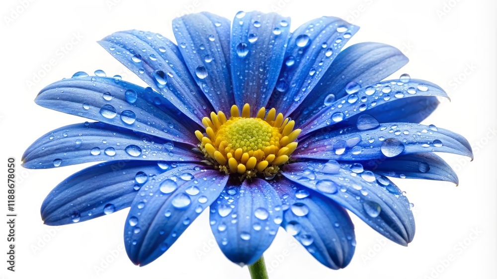 Obraz premium Blue Flower with Dew Drops Macro Photography, Close-up Composition, Floral Beauty Flower Photography, Macro Photography