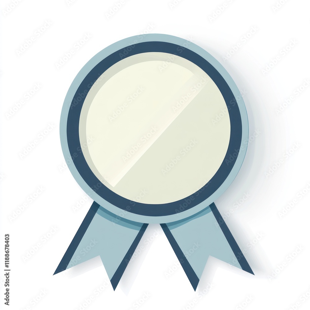 Blue Circular Award Badge with Ribbons Blue Circular Award Badge with Ribbons