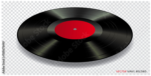 LP vinyl with red label, vector mockup