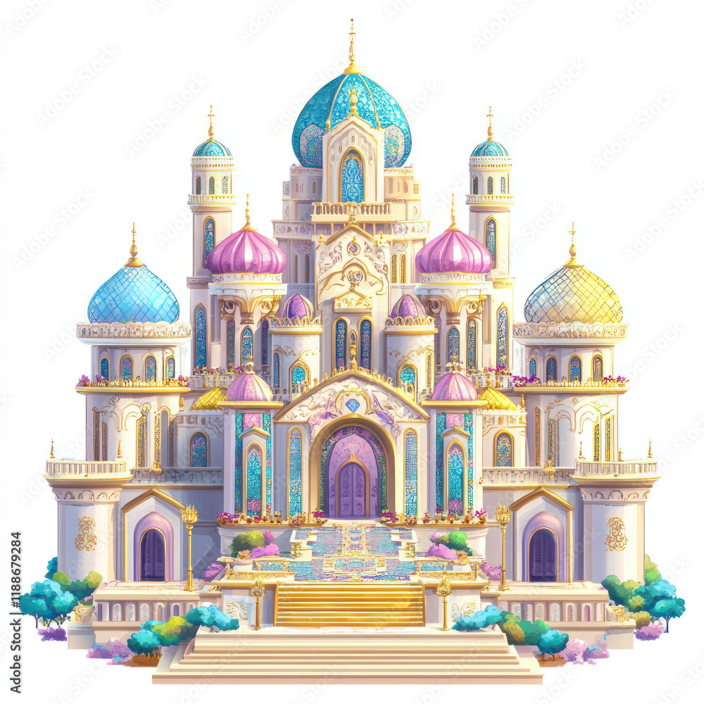 Obraz premium Colorful Ornate Palace with Domes and Towers