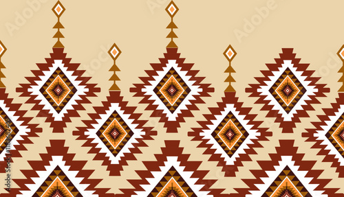 Navajo tribal ethnic Aztec seamless pattern. South Western motif Mexican. Vector Navajo textile. Boho rug Woven carpet decor style. Design for Batik, fabric, clothing. Geometric ornament Indian.
