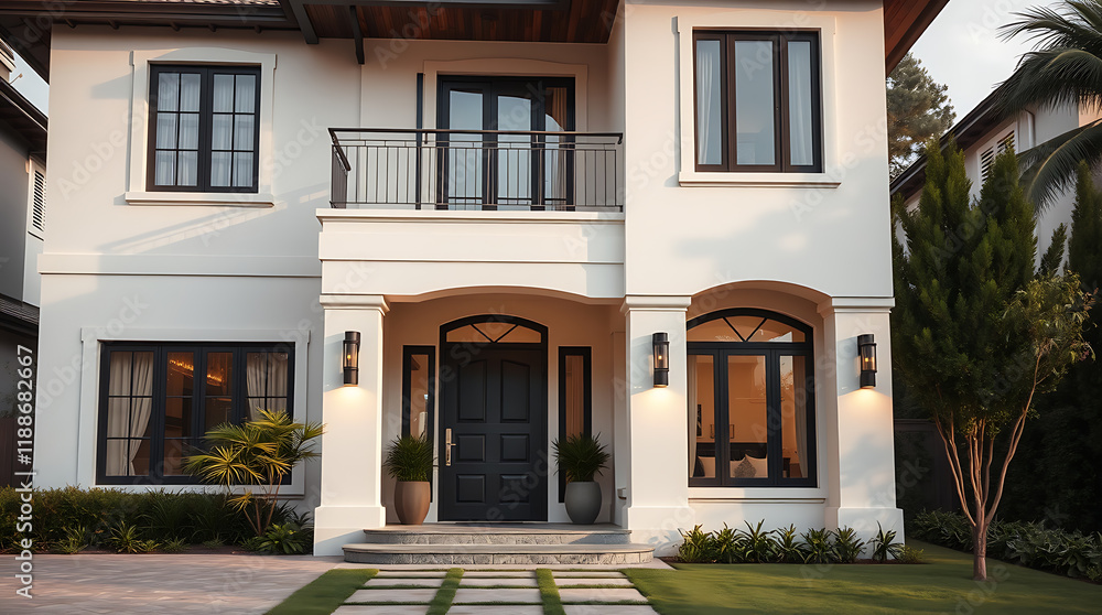 Obraz premium Luxury Modern House Exterior: Elegant Home Design and Architecture