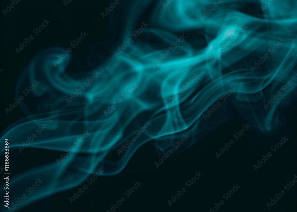 Abstract blue swirling smoke vapor against on dark background Abstract blue swirling smoke vapor against on dark background