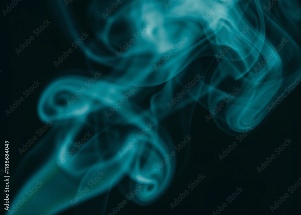 Abstract blue swirling smoke vapor against on dark background Abstract blue swirling smoke vapor against on dark background