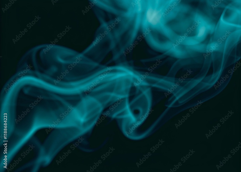 Abstract blue swirling smoke vapor against on dark background Abstract blue swirling smoke vapor against on dark background