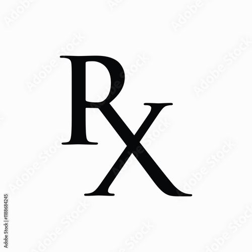 Rx prescription symbol medical health care design black color isolated on white background. Medical treatment. Rx icon. Health care. Medical insurance. Vector