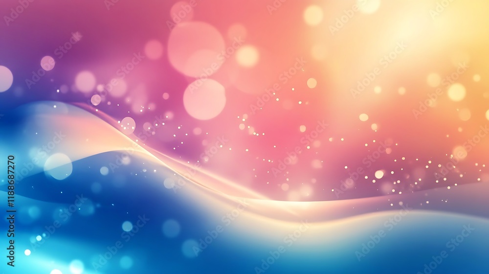 Abstract Wave Background with Soft Pastel Colors and Bokeh Lights Abstract Wave Background with Soft Pastel Colors and Bokeh Lights