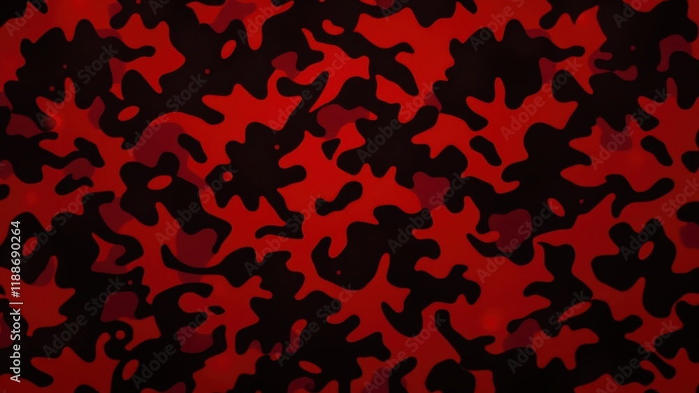 Abstract Red and Black Camouflage Pattern Design for Fashion, Textile, and Digital Use