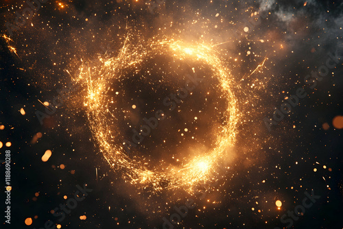 Wallpaper Mural Bright sparks and flying particles forming a circle around a flashing star, creating a magical scene Torontodigital.ca